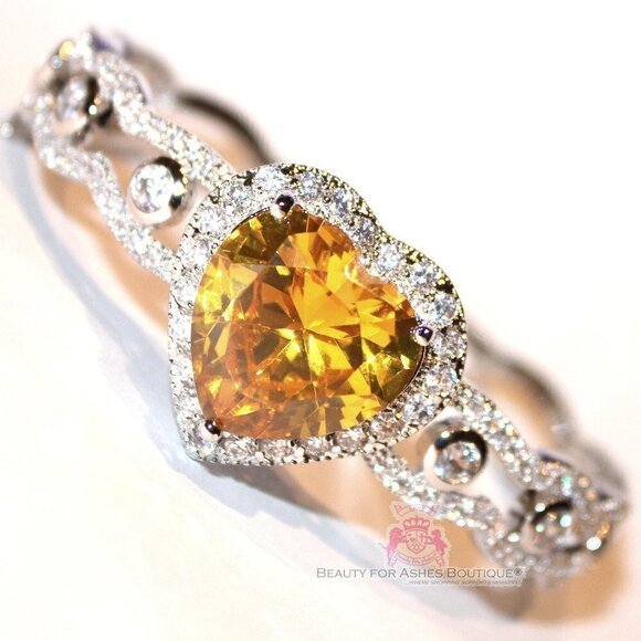 Canary Yellow Cubic Zirconia Heart Love Valentine Cuff Choose Joy Cz Bracelet - Picture 2 of 10